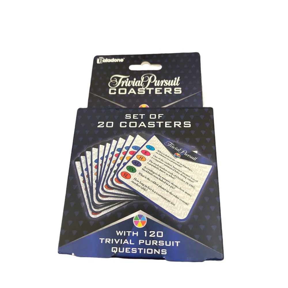 Trivial Pursuit Coasters Set Of 20, 120 Questions & Answers Trivia Game